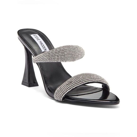 Steve Madden Shoes - Revolve Steve Madden Metallic Harperr Black Crystal Embellished Heeled Sandals